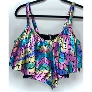Torrid wire free lightly lined full coverage mermaid bikini top size 2